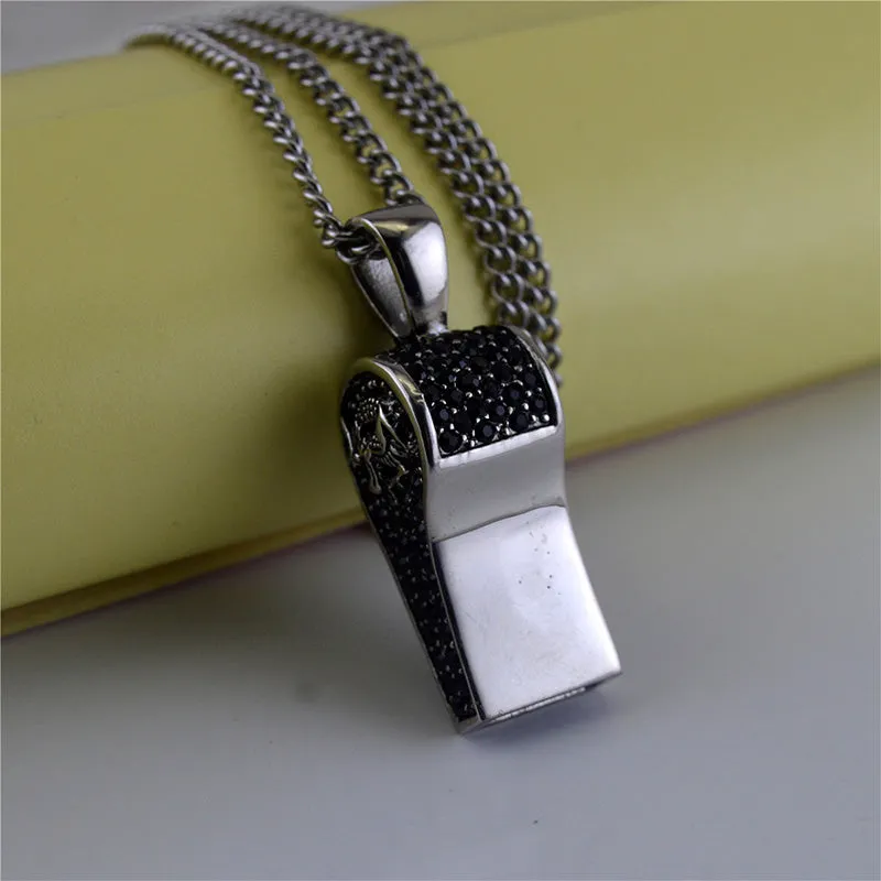 Trendy Black Diamond Titanium Steel Necklace 18105607YM