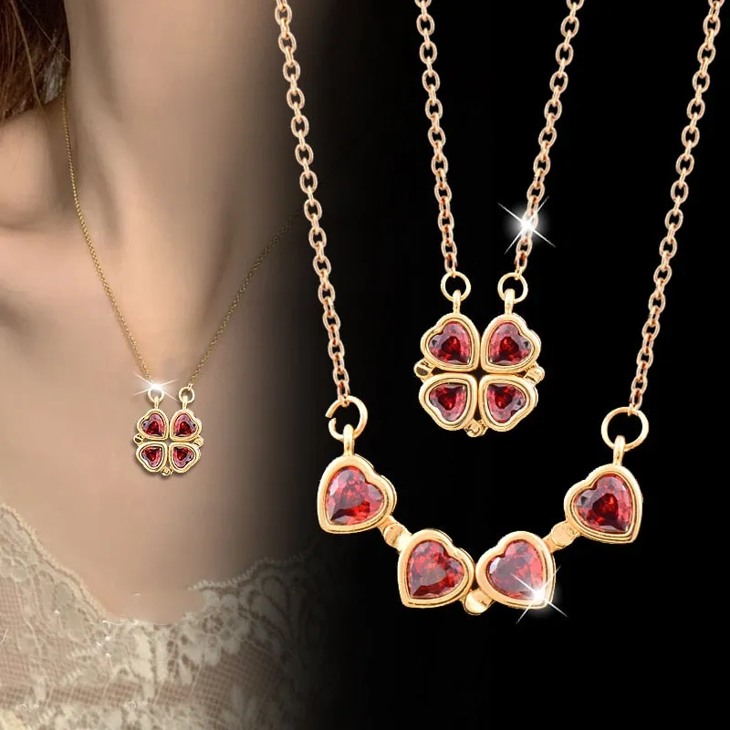 Trendy Flower Magnetic Attract Together Pendant Necklace