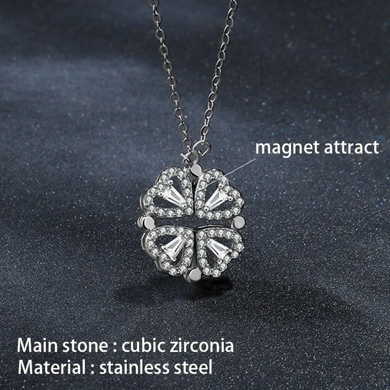 Trendy Flower Magnetic Attract Together Pendant Necklace