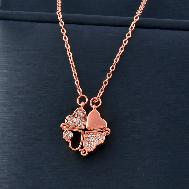 Trendy Flower Magnetic Attract Together Pendant Necklace