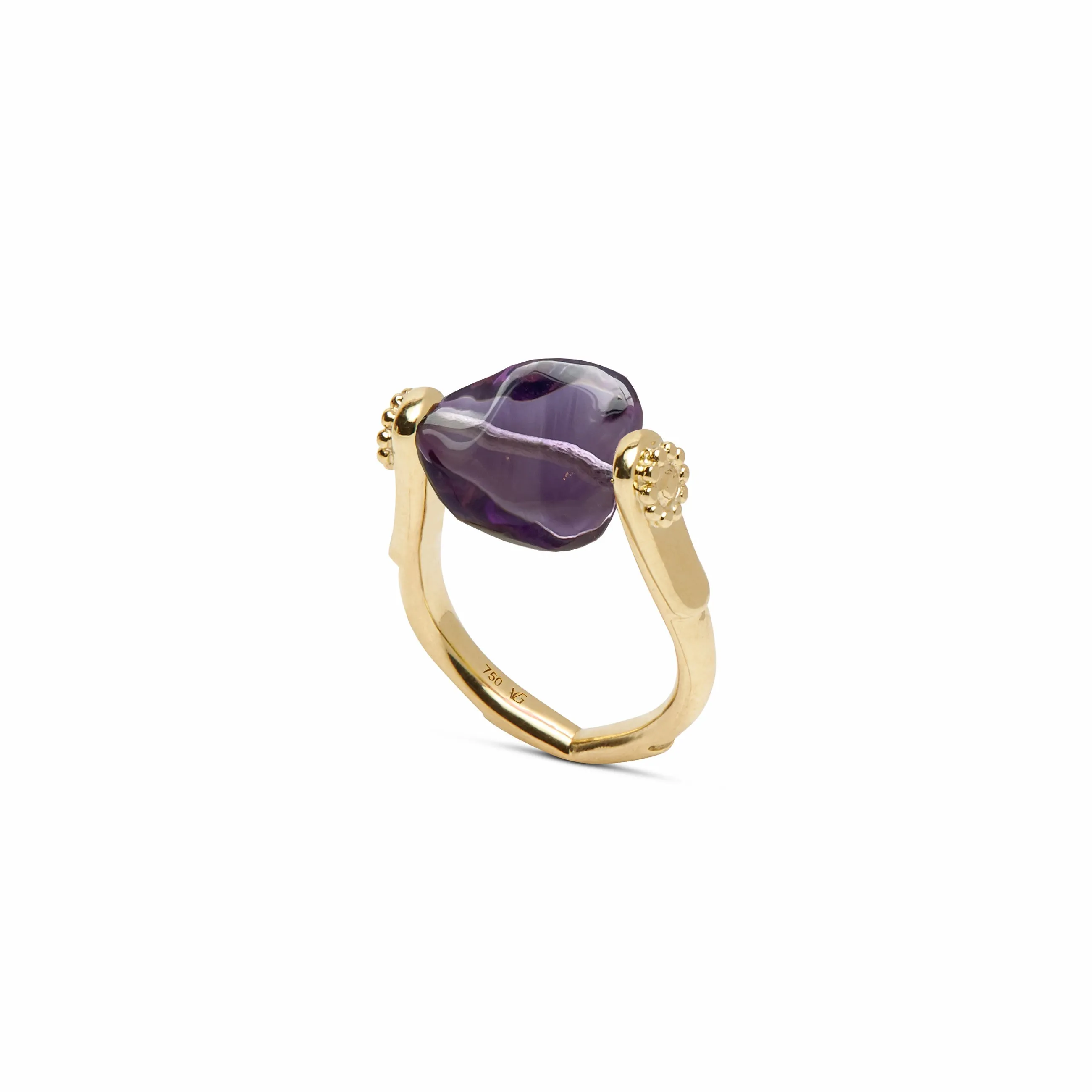 Tumbler Ring Amethyst Purple Gemstone