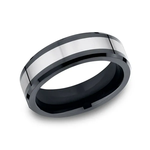 Tungsten and Seranite Two-Tone Comfort-Fit Wedding Band