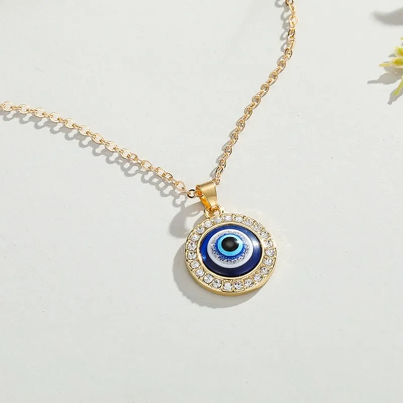 Turkish Evil Eye Pendant Choker Necklace Lucky Blue Evil Eyes Clavicle Chain Necklace