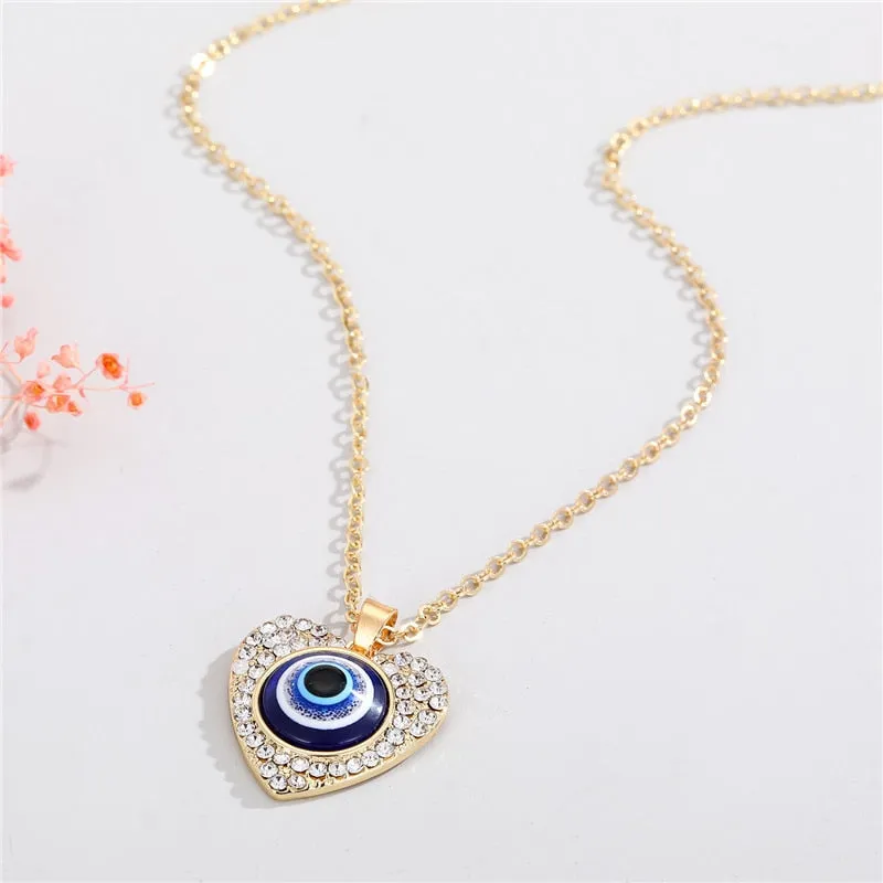 Turkish Evil Eye Pendant Choker Necklace Lucky Blue Evil Eyes Clavicle Chain Necklace