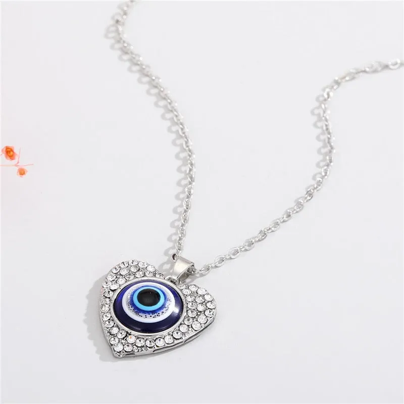 Turkish Evil Eye Pendant Choker Necklace Lucky Blue Evil Eyes Clavicle Chain Necklace