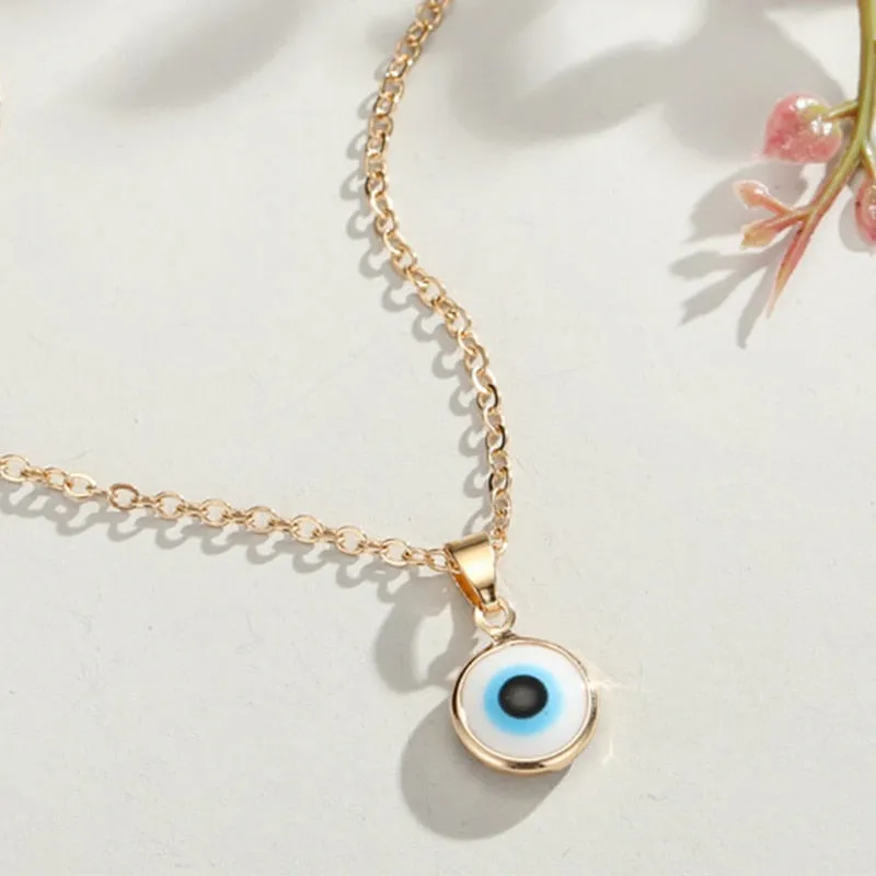 Turkish Evil Eye Pendant Choker Necklace Lucky Blue Evil Eyes Clavicle Chain Necklace