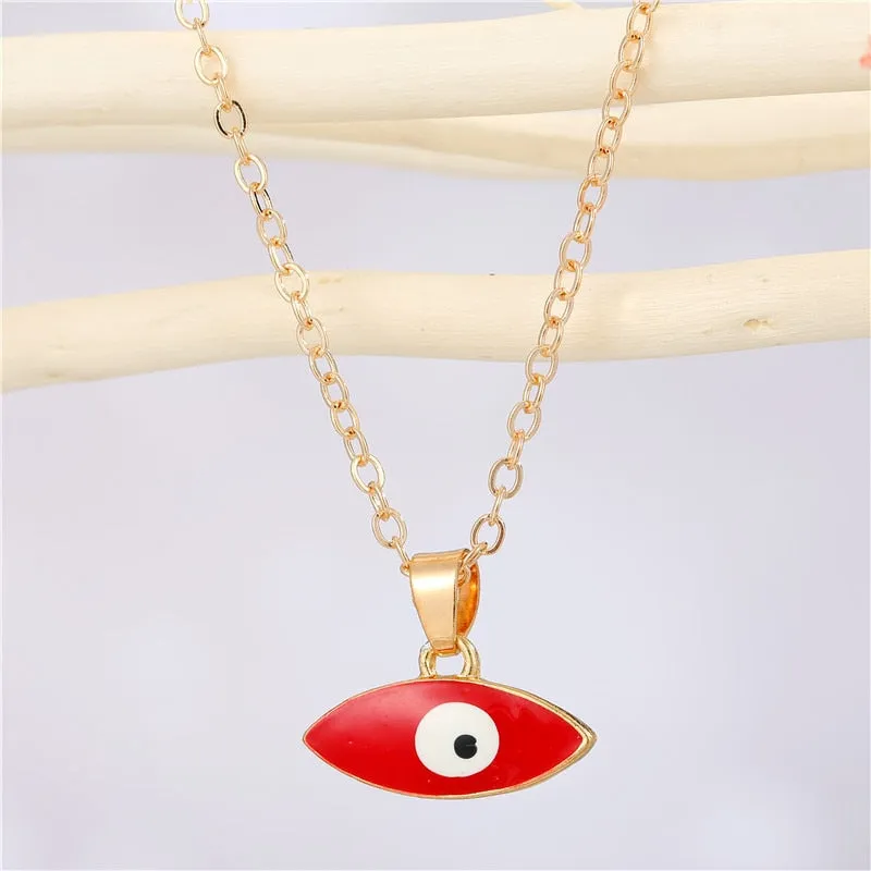 Turkish Evil Eye Pendant Choker Necklace Lucky Blue Evil Eyes Clavicle Chain Necklace