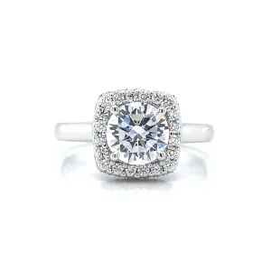 Verragio Outer Halo & Hidden Halo Milgrain Engagement Ring in 14K White Gold