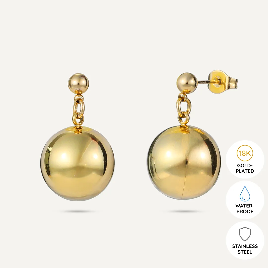 Vibes | Bold Sphere Drop Post Earrings | 18K Gold-Plated