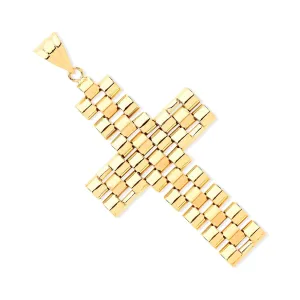 Watch Link Cross Pendant Necklace in 9ct Yellow Gold 4.0g