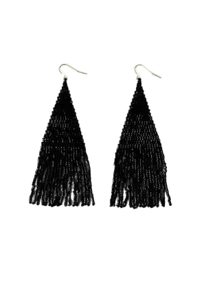 Wena Black Shine Fringe Earrings