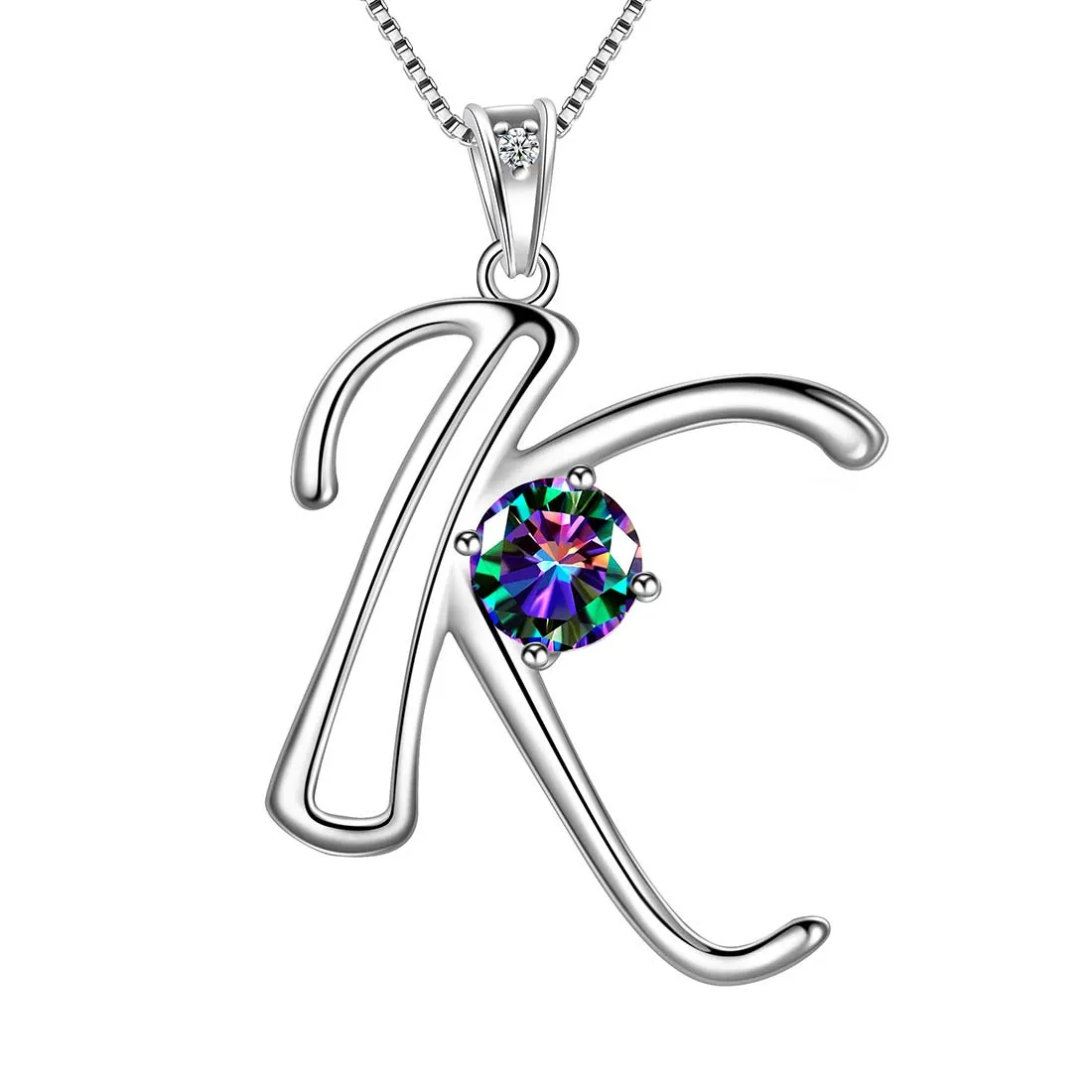 Women Initial K Letter Pendant Necklace Girl Name Jewelry Gift 925 Sterling Silver