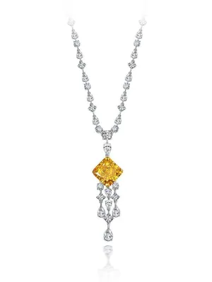 Yellow Diamond Necklace Cubic Zirconia Simulated Diamonds Elegant Formal ChandelierNecklace